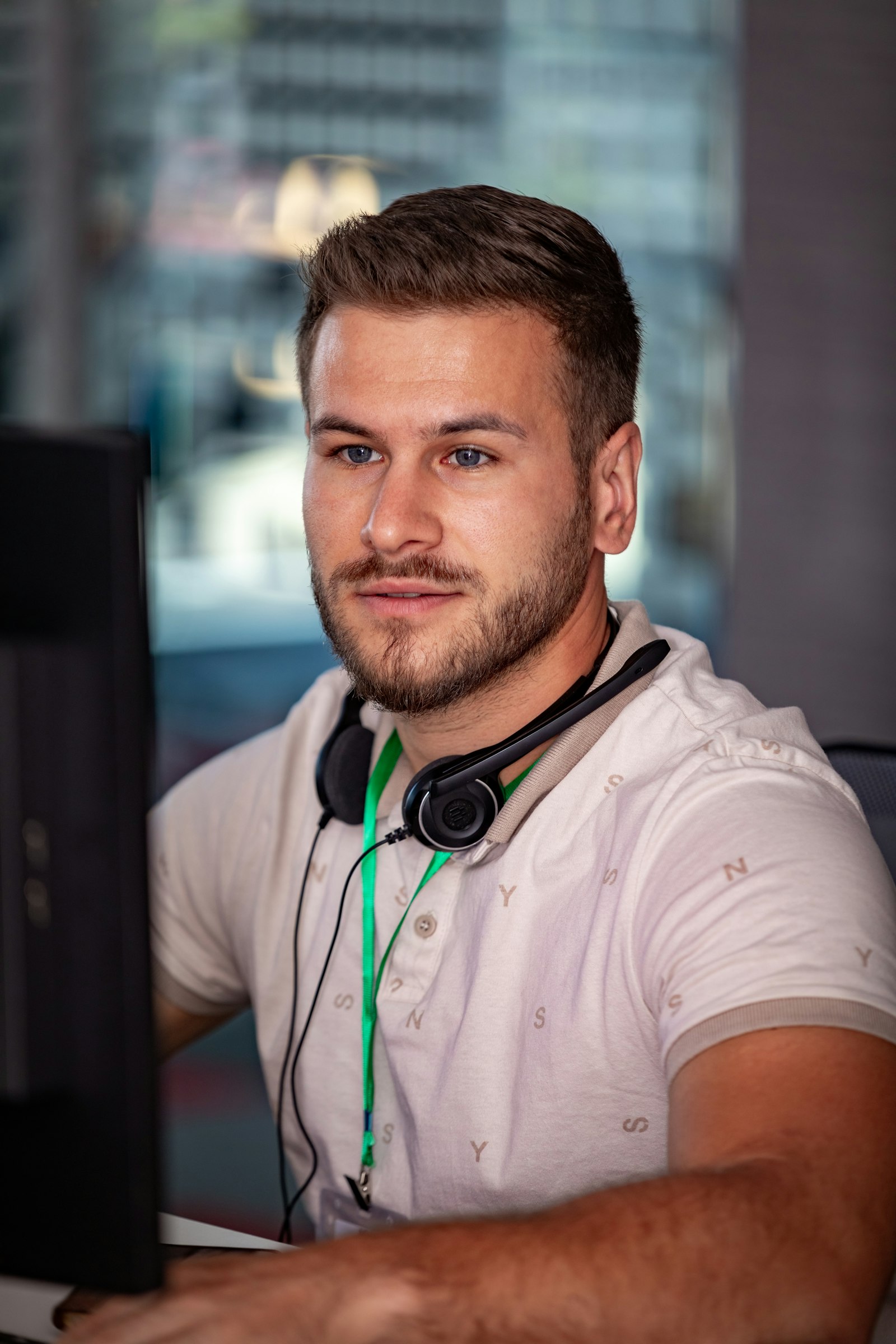 A member of the team taking a call at their desk