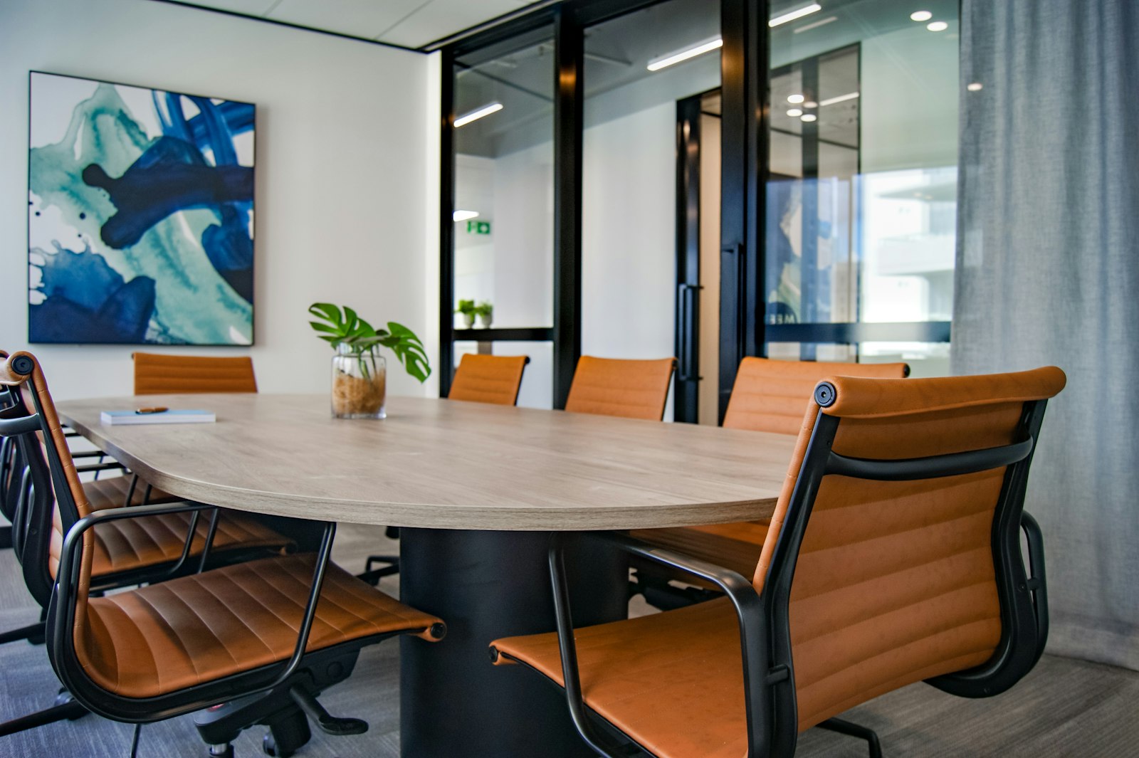 A modern boardroom set for a channel partner meeting